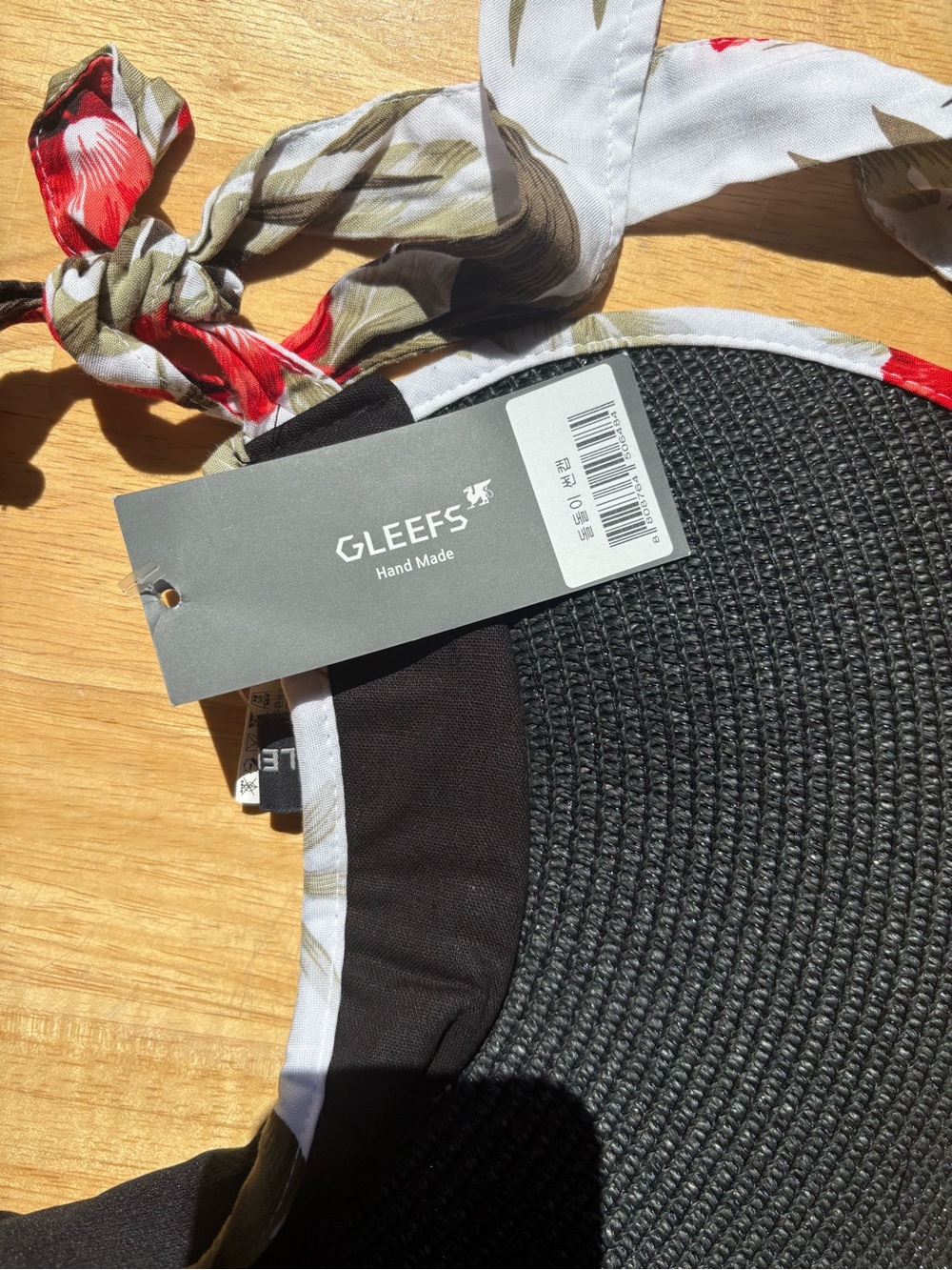 Gleefs Hand Made Straw Sun Hat with Floral Tie
